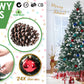 Snowy Christmas Tree Xmas Pine Cones 7Ft 210cm 1290 tips + Bauble Balls