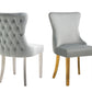 Paris Dark Grey Velvet  & Silver Polished Steel Upholstered Dining Chairs Tufted Back - Set of 2