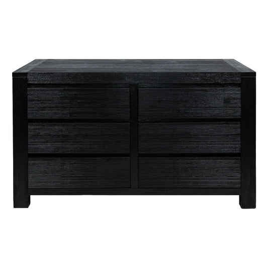 Tofino Dresser 6 Chest of Drawers Solid Wood Bedroom Storage Cabinet - Black