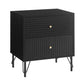 Lisa Wavy Fluted Bedside Table in Black