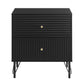 Lisa Wavy Fluted Bedside Table in Black