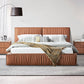 Louis Queen Bed Frame PU leather KD Slat in Wooden Legs