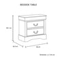 Bedside Table Grey Colour With 2 Drawers Night Stand Solid Wood Metal Handles