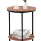 Wooden 2-Tier Side Table/Small Bedside Table/Round Sofa End Table for Living Room, Bedroom