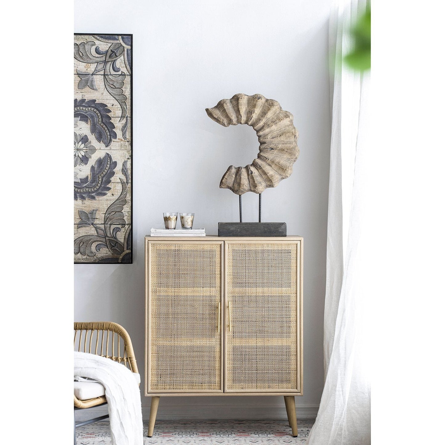 TWO DOOR RATTAN CABINET