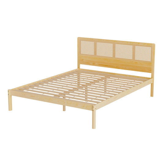 Artiss Bed Frame Queen Size Rattan Wooden RITA