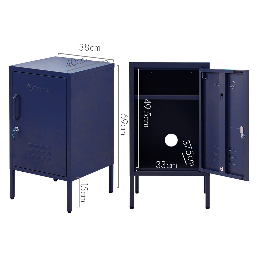 ArtissIn Bedside Table Metal Cabinet - MINI Blue