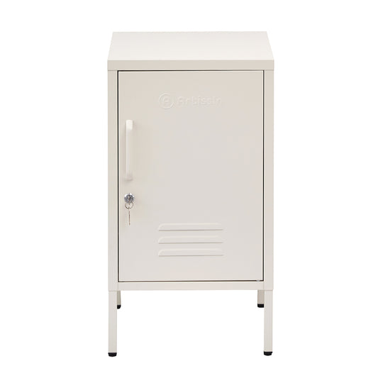 ArtissIn Bedside Table Metal Cabinet - MINI White