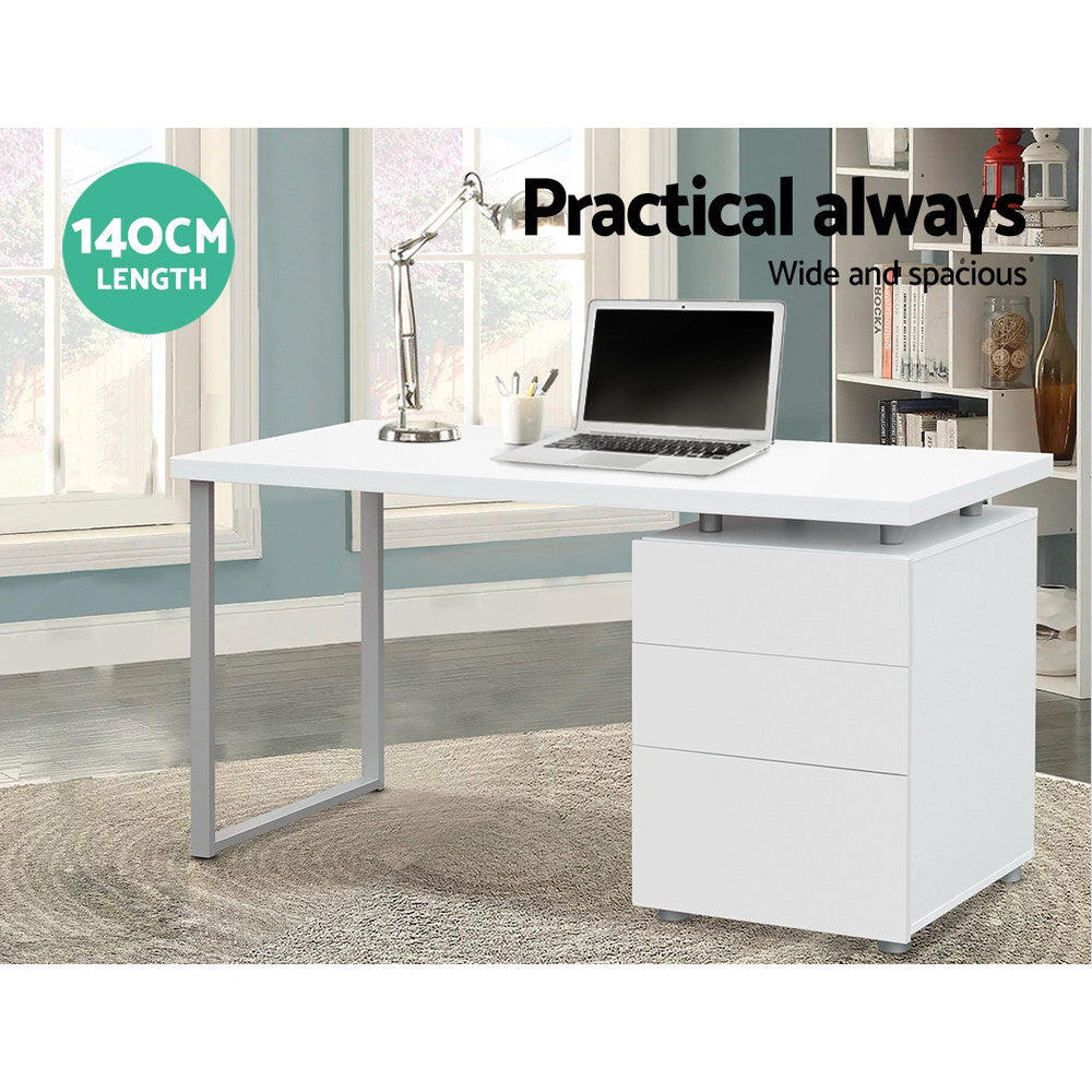 Artiss Computer Desk Drawer White 140CM