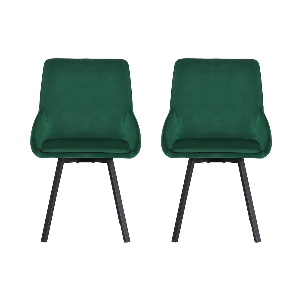 Artiss Dining Chairs Set Of 2 Velvet Upholstered Green Cafe Kirtchen Chairs