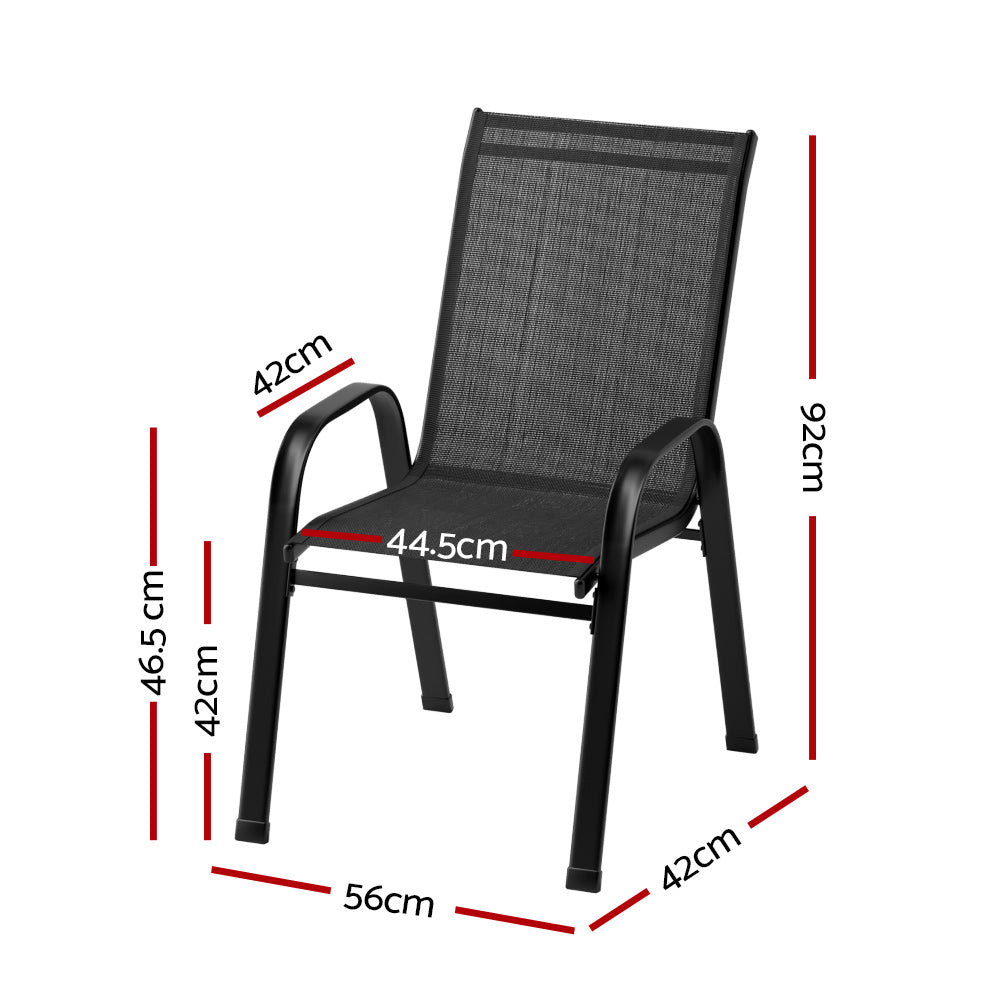 Gardeon 6PC Outdoor Dining Chairs Stackable Lounge Chair Patio Furniture Black