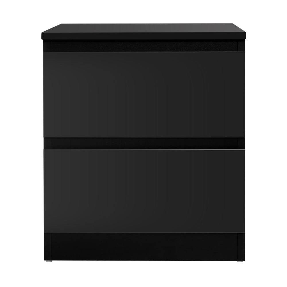 Artiss Bedside Table 2 Drawers - PEPE Black