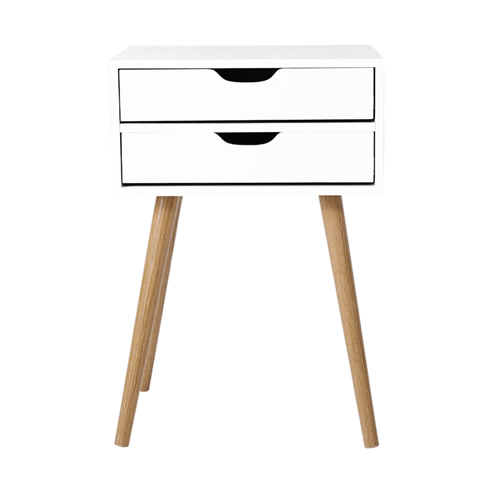 Artiss Bedside Table 2 Drawers - BODIE White