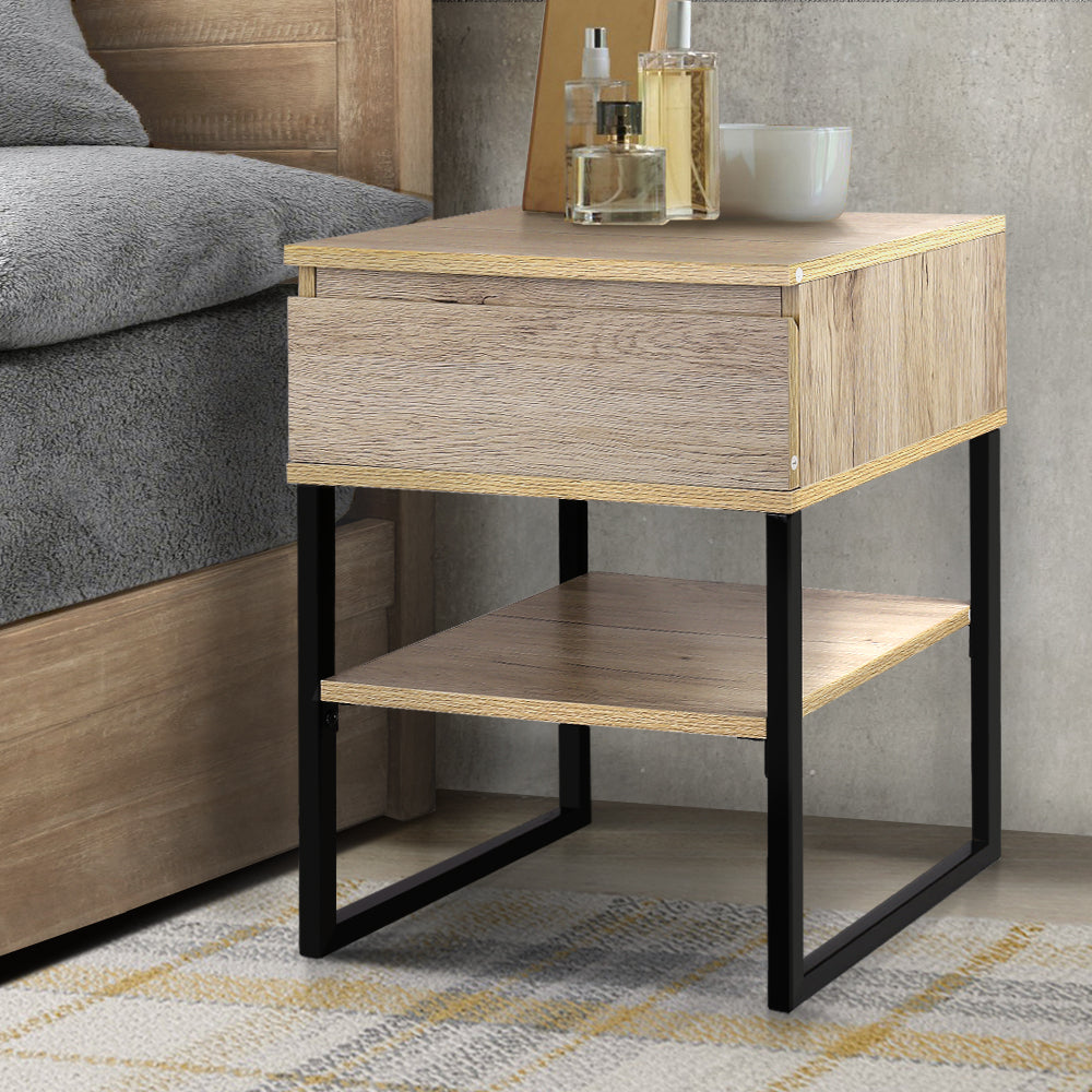 Artiss Bedside Table 1 Drawers with Shelf - CASEY