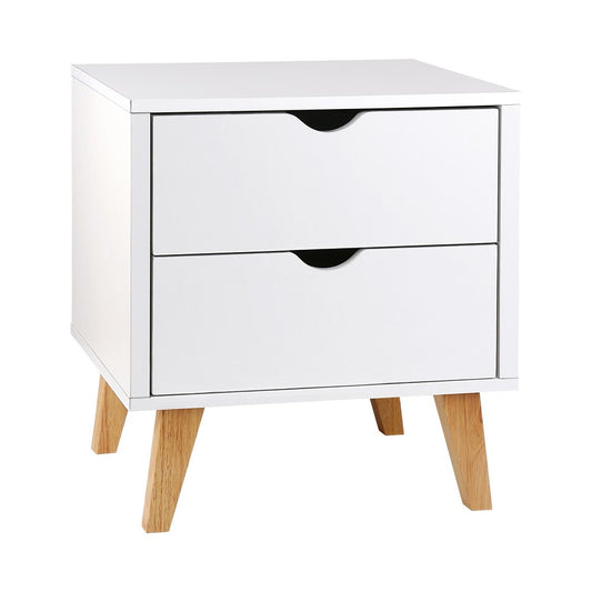 Artiss Bedside Table 2 Drawers - ANDERS White