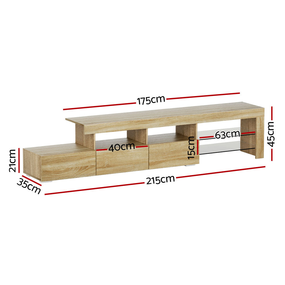 Artiss Entertainment Unit TV Cabinet LED 215cm Pine Caya