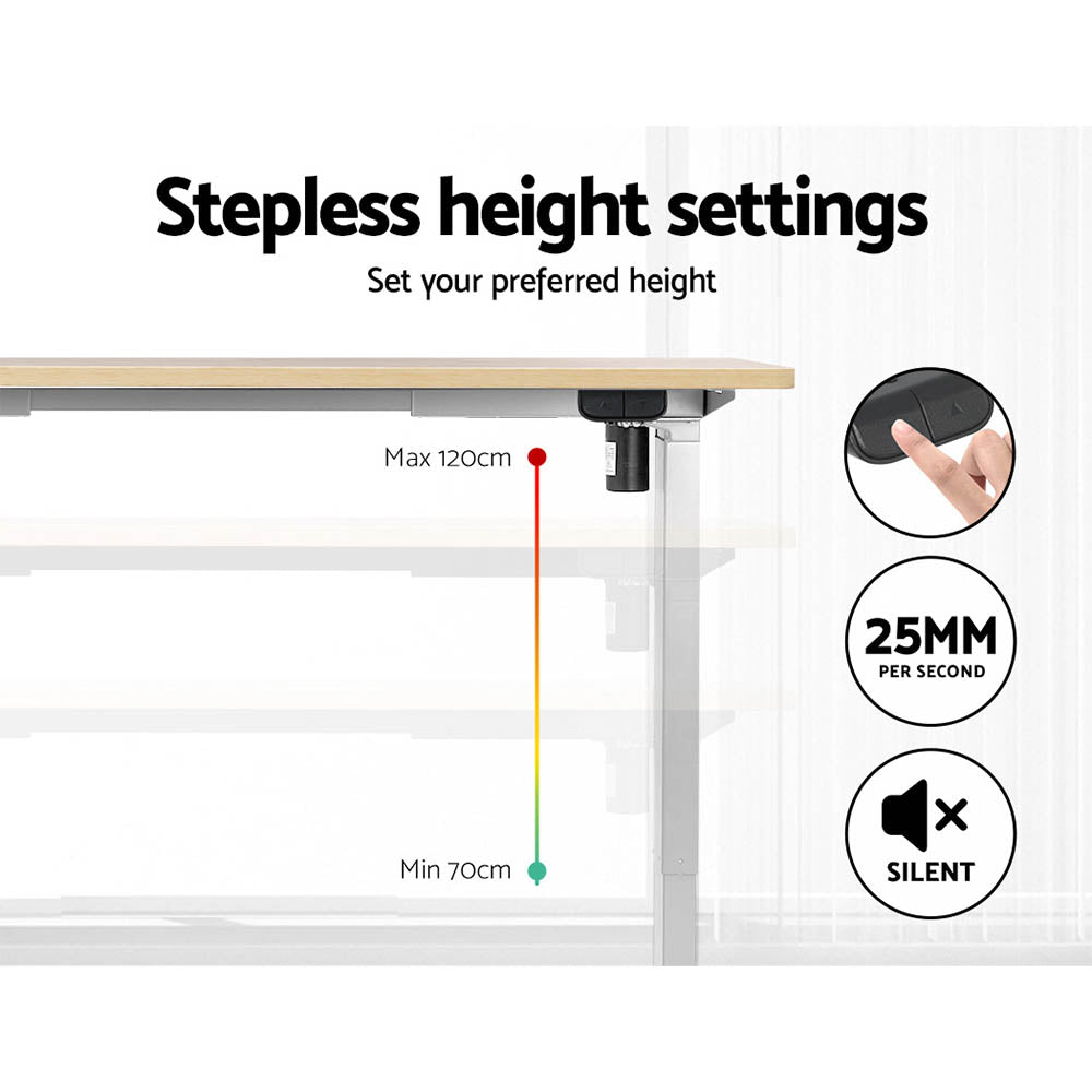 Artiss Standing Desk Motorised Sit Stand Desks White Oak 120CM