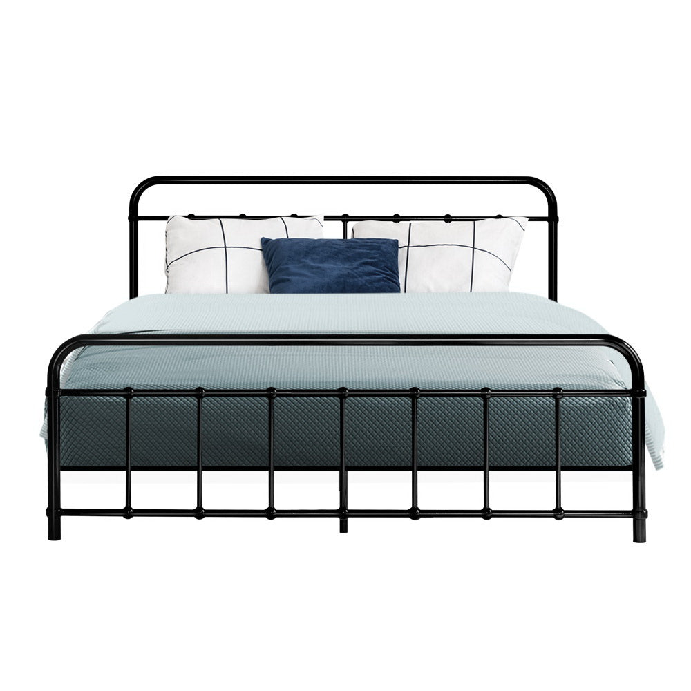 Artiss Bed Frame Metal Frames LEO - Queen (Black)