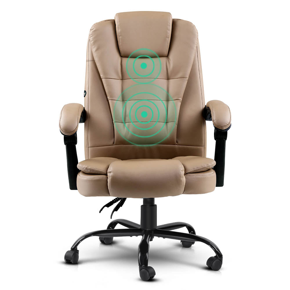 Artiss 2 Point Massage Office Chair PU Leather Espresso