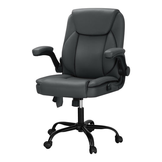 Artiss 2 Point Massage Office Chair Leather Mid Back Grey