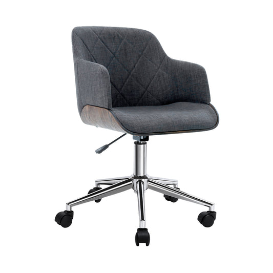 Artiss Wooden Office Chair Fabric Seat Grey