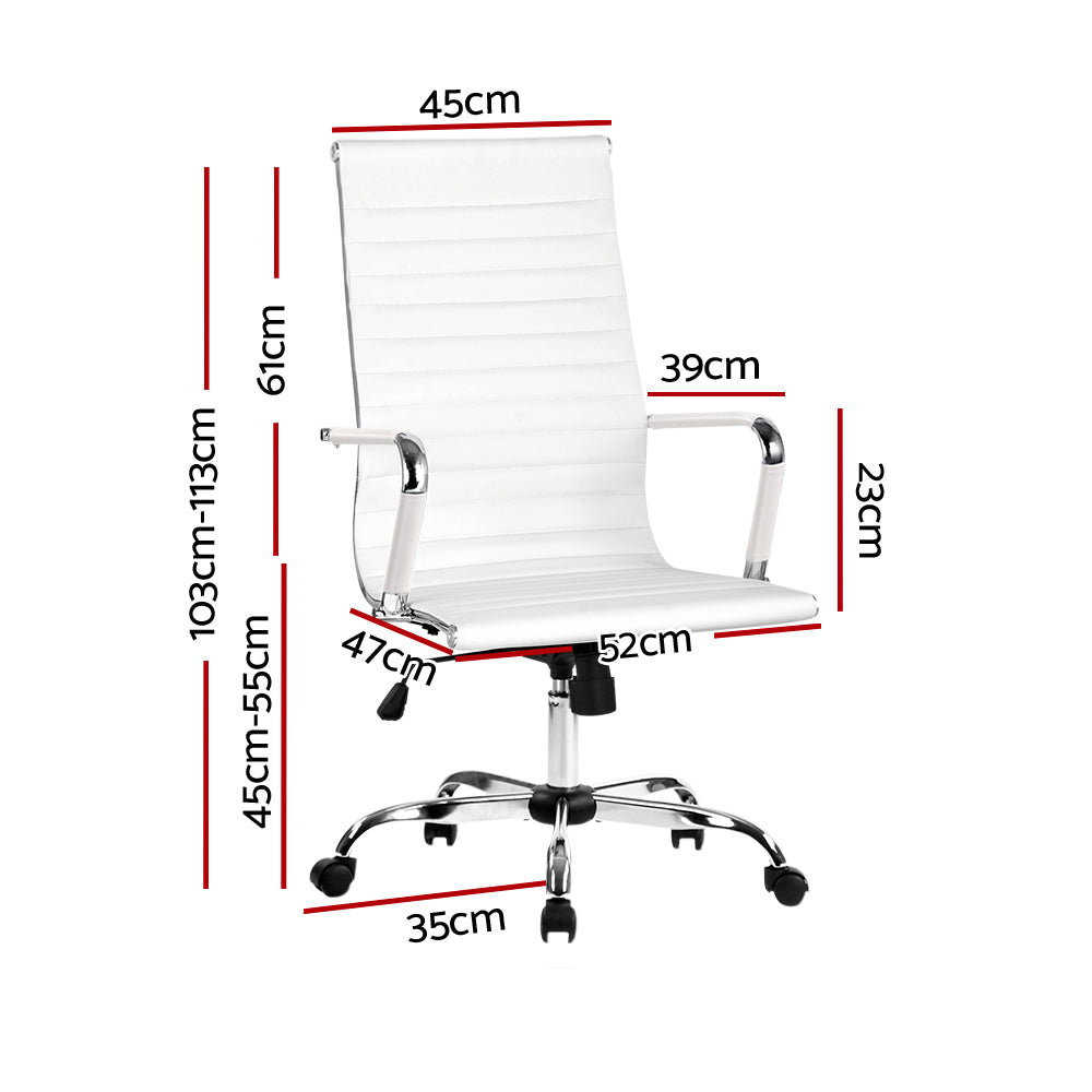 Artiss Office Chair PU Leather High Back White