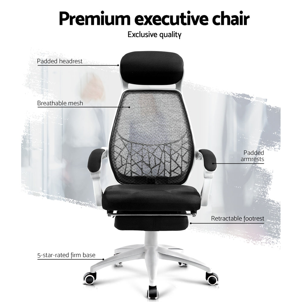 Artiss Mesh Office Chair Recliner Black White