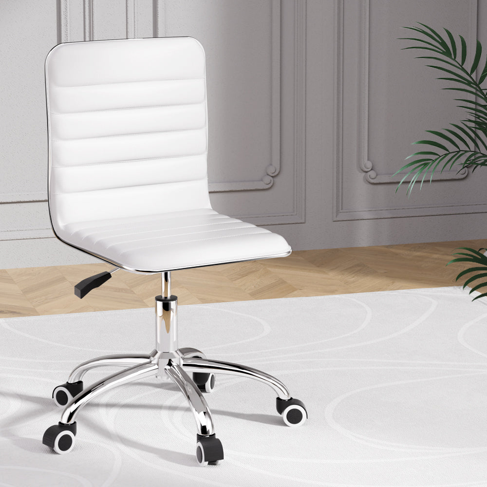 Artiss Office Chair Computer Desk Gaming Chairs PU Leather Low Back White