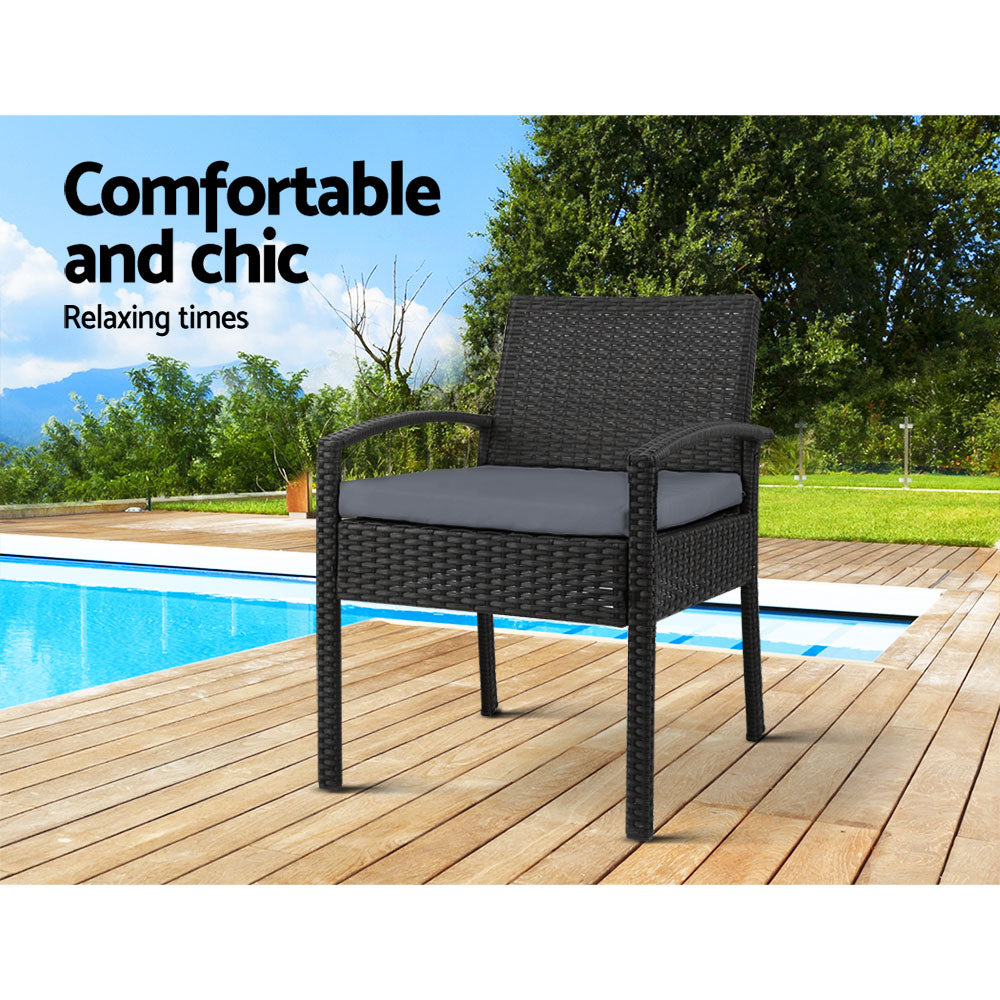 Gardeon 2PC Outdoor Dining Chairs Patio Furniture Rattan Chair Cushion Felix