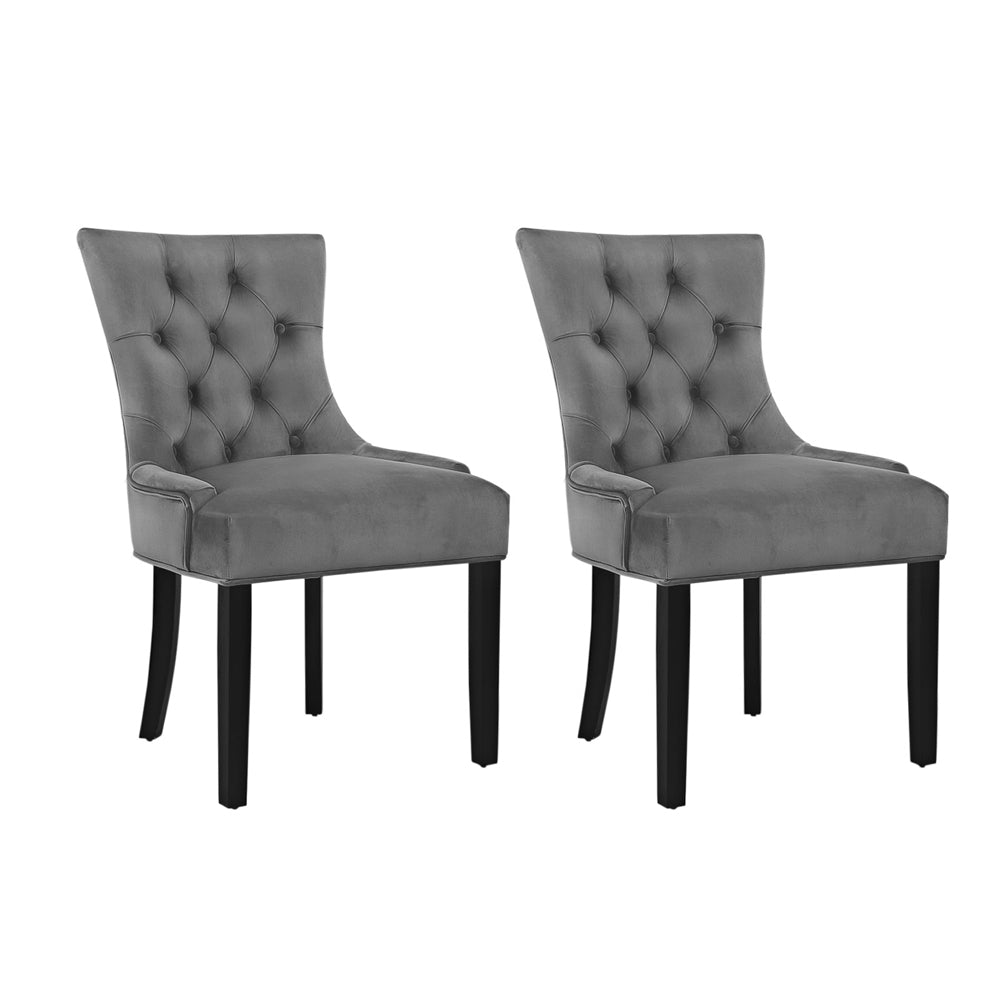 Artiss Dining Chair Set of 2 Velvet Grey French Cayes