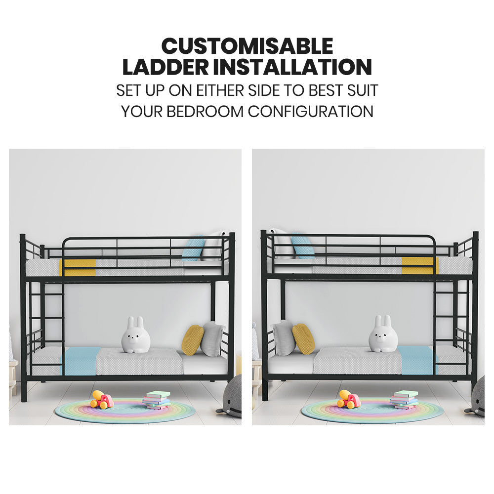 Kingston Slumber 2in1 King Single Metal Bunk Bed Frame, with Modular Design, Dark Matte Grey