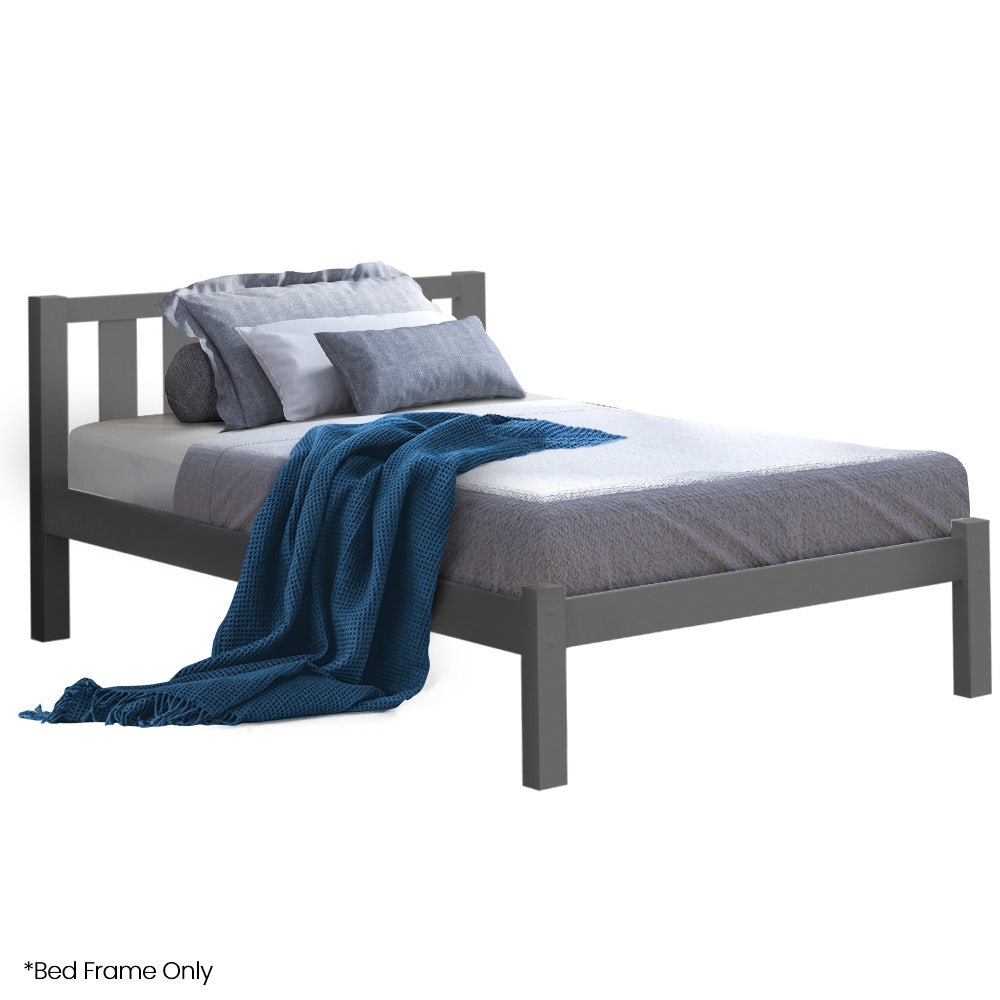 Kingston Slumber King Single Wooden Timber Bed Frame, Grey