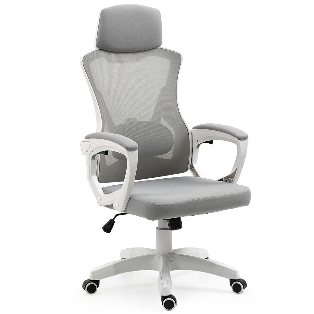 FORTIA Ergonomic Mesh Office Chair Computer Seat with Headrest Adjustable Recline, White/Grey