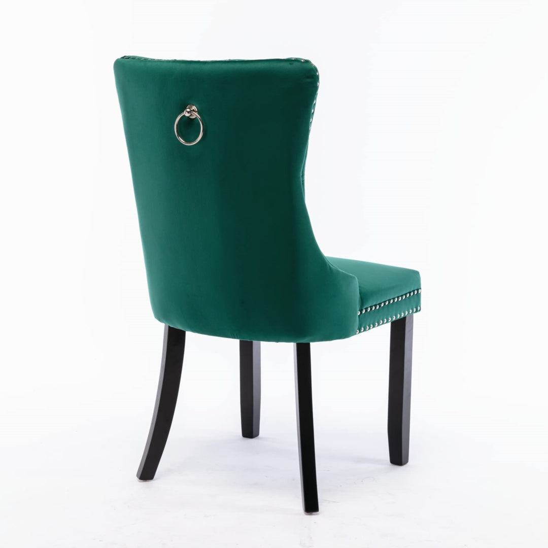 2x Velvet Dining Chairs- Green