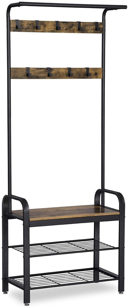 VASAGLE Coat Rack Stand Height 183 cm Rustic Brown and Black HSR40B