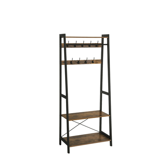 VASAGLE Coat Rack 2-Tiers Rustic Brown and Black LGR13BX