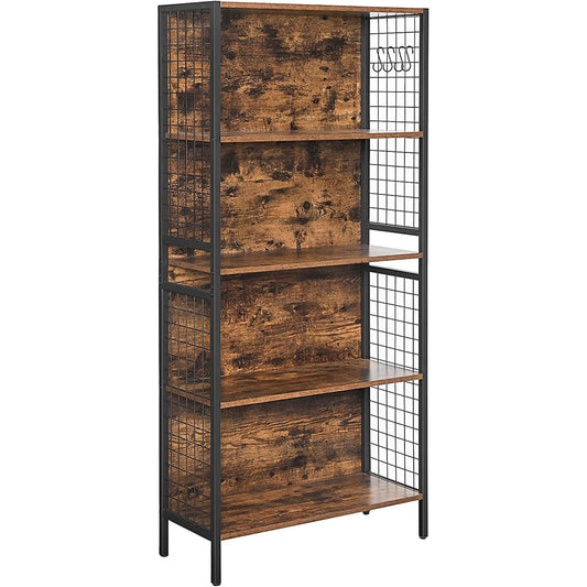 VASAGLE 4 Tiers Bookcase Office Storage Shelf Rustic Brown and Black LBC023B01