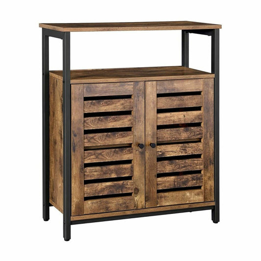 VASAGLE Standing Cabinet Storage Cabinet Accent Side Cabinet with Shelf Cupboard with Louvred Doors Rustic Brown LSC76BX