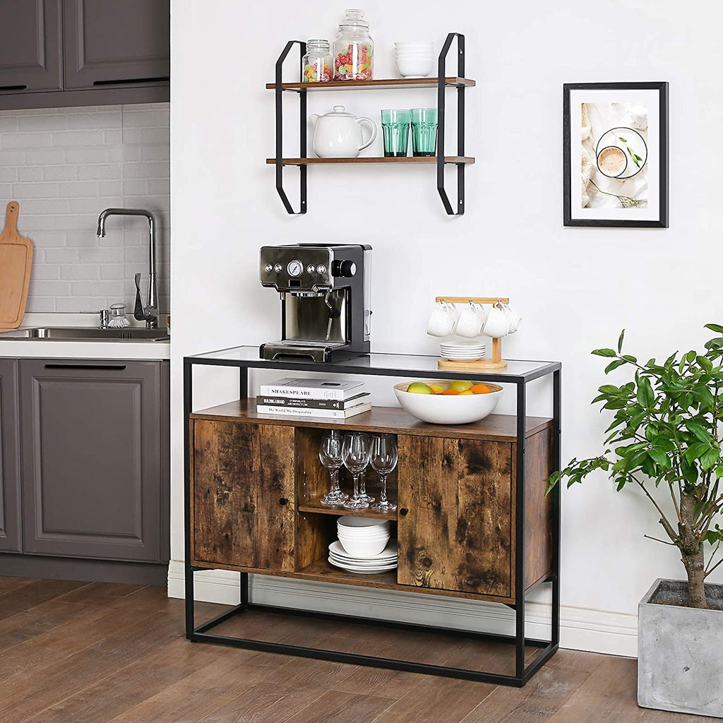 VASAGLE Sideboard Rustic Brown and Black LSC014B01