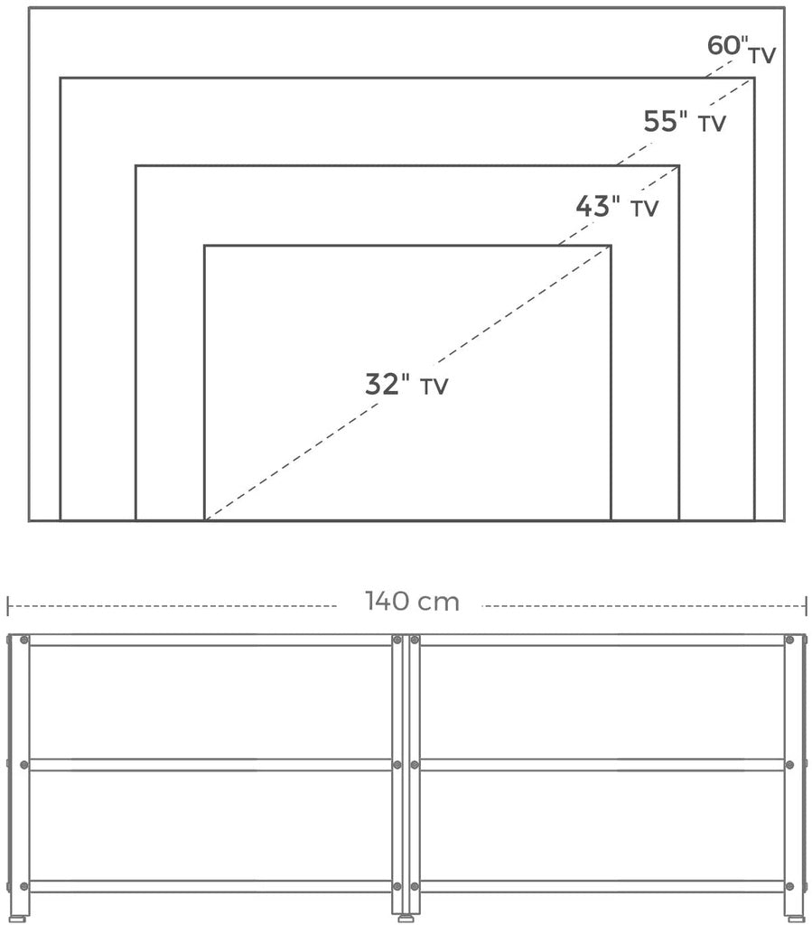 VASAGLE TV Cabinet Stand Lowboard for TVs up to 60 Inches with Shelves Steel Frame Vintage Brown/Black LTV094B01