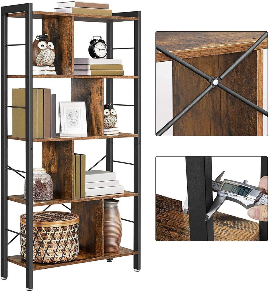 VASAGLE Bookshelf Rustic Brown and Black LBC12BX