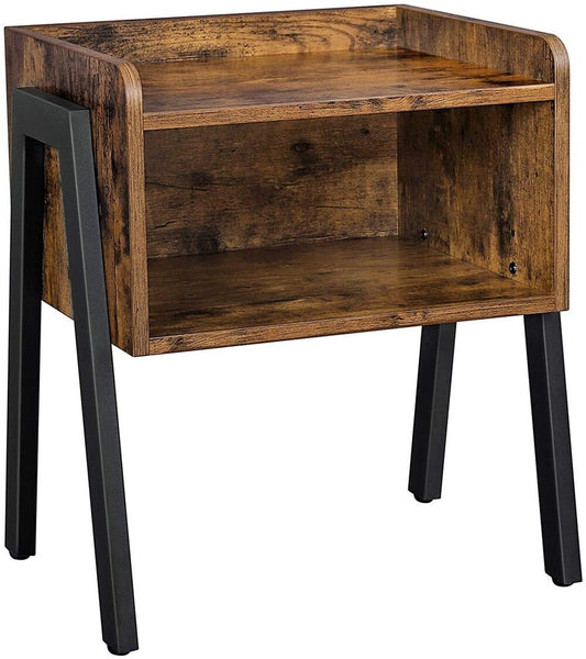 VASAGLE Side Table Rustic Brown and Black LET54X