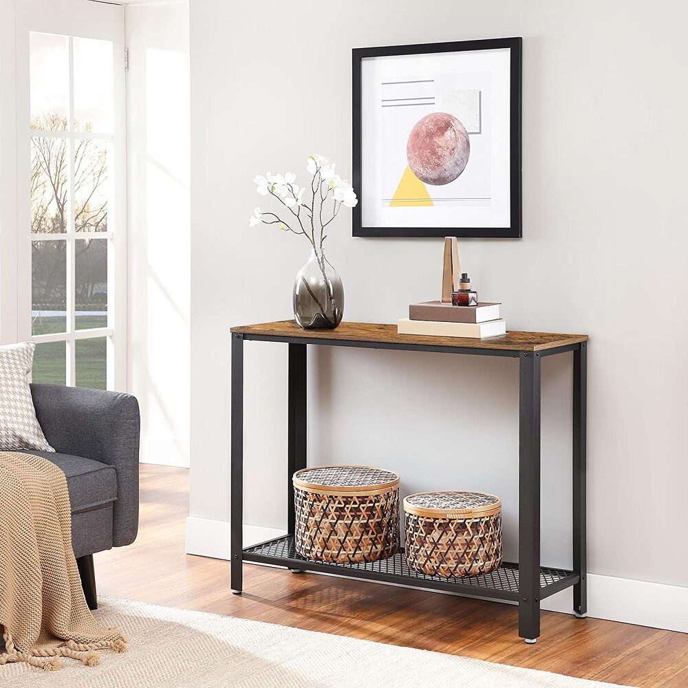 VASAGLE Console Table Rustic Brown and Black LNT80X