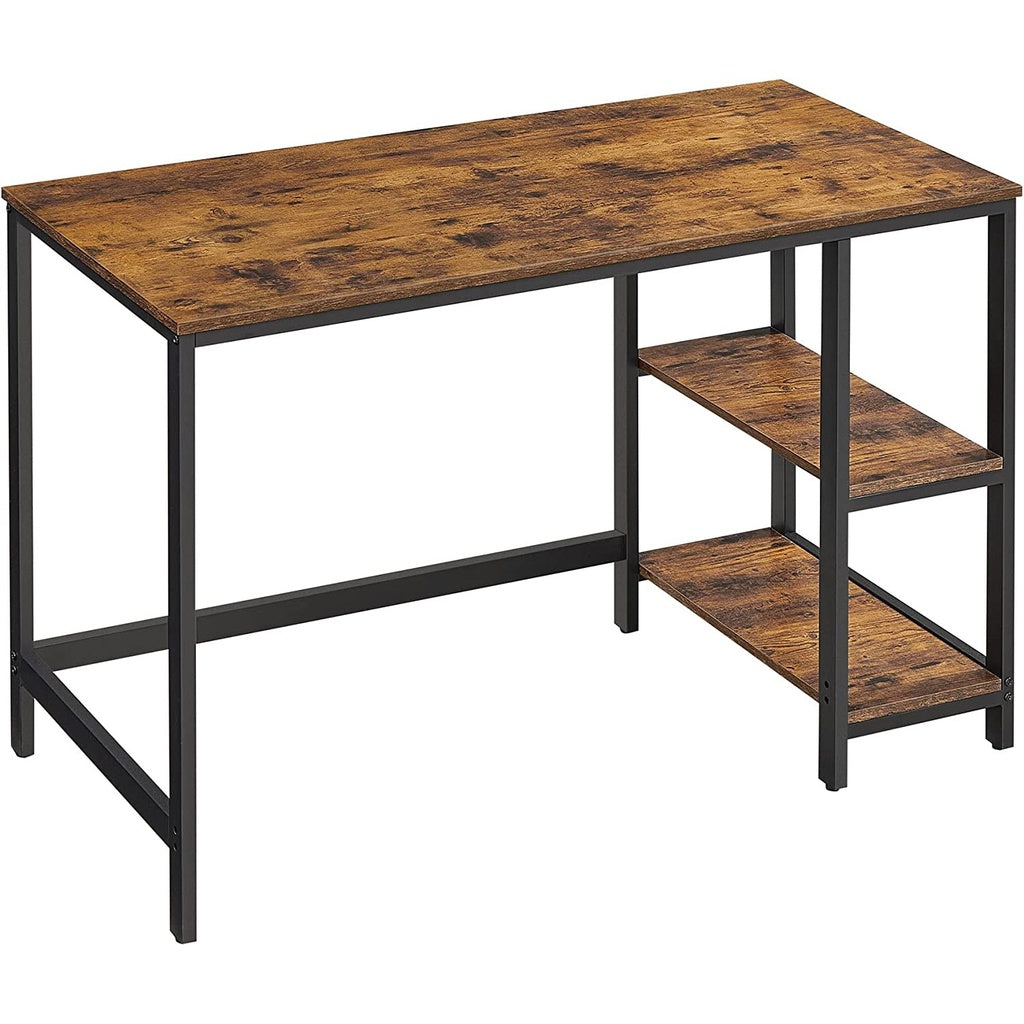 VASAGLE Computer Desk with 2 Shelves Rustic Brown and Black LWD47X