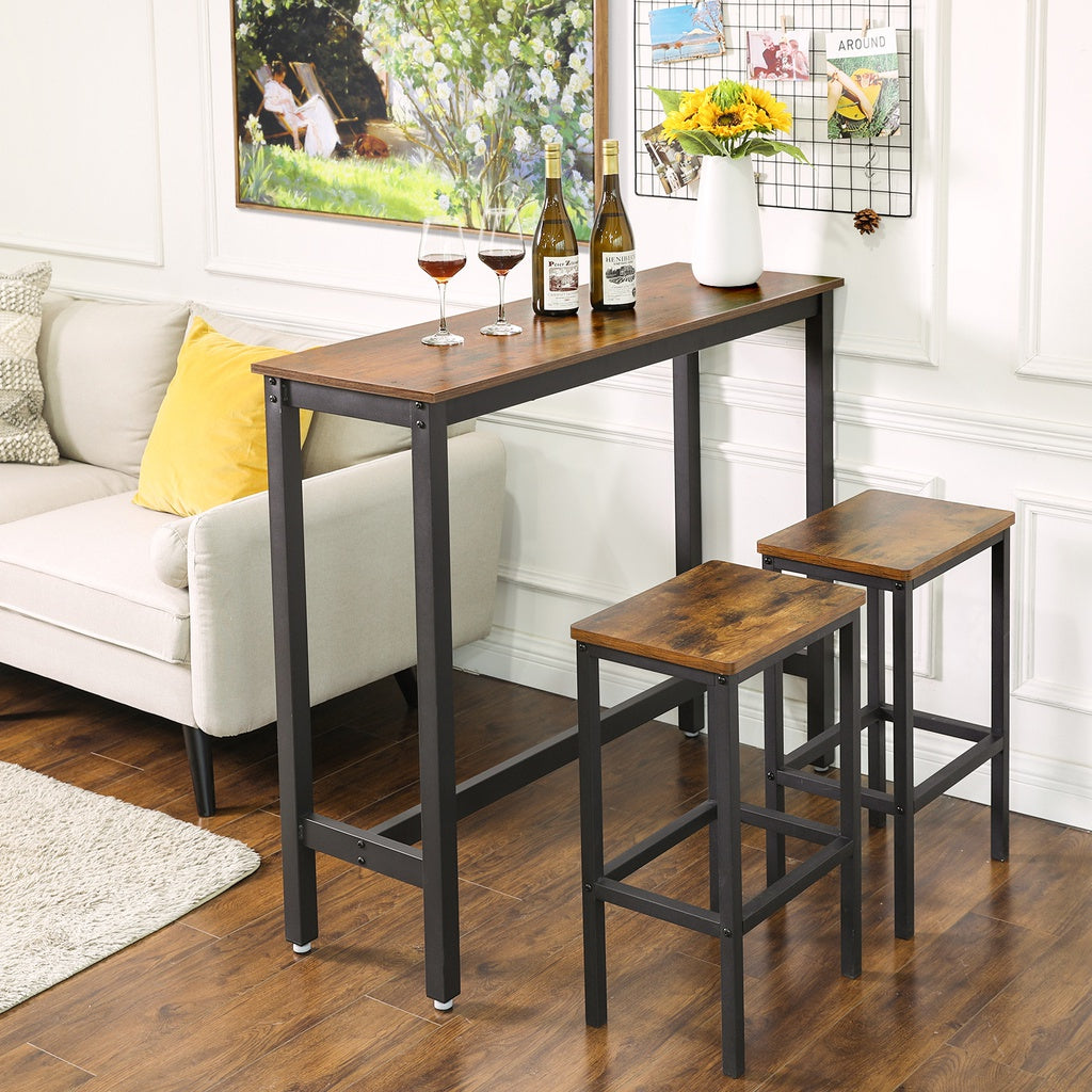 VASAGLE Bar Table 120cm Rustic Brown and Black LBT12X