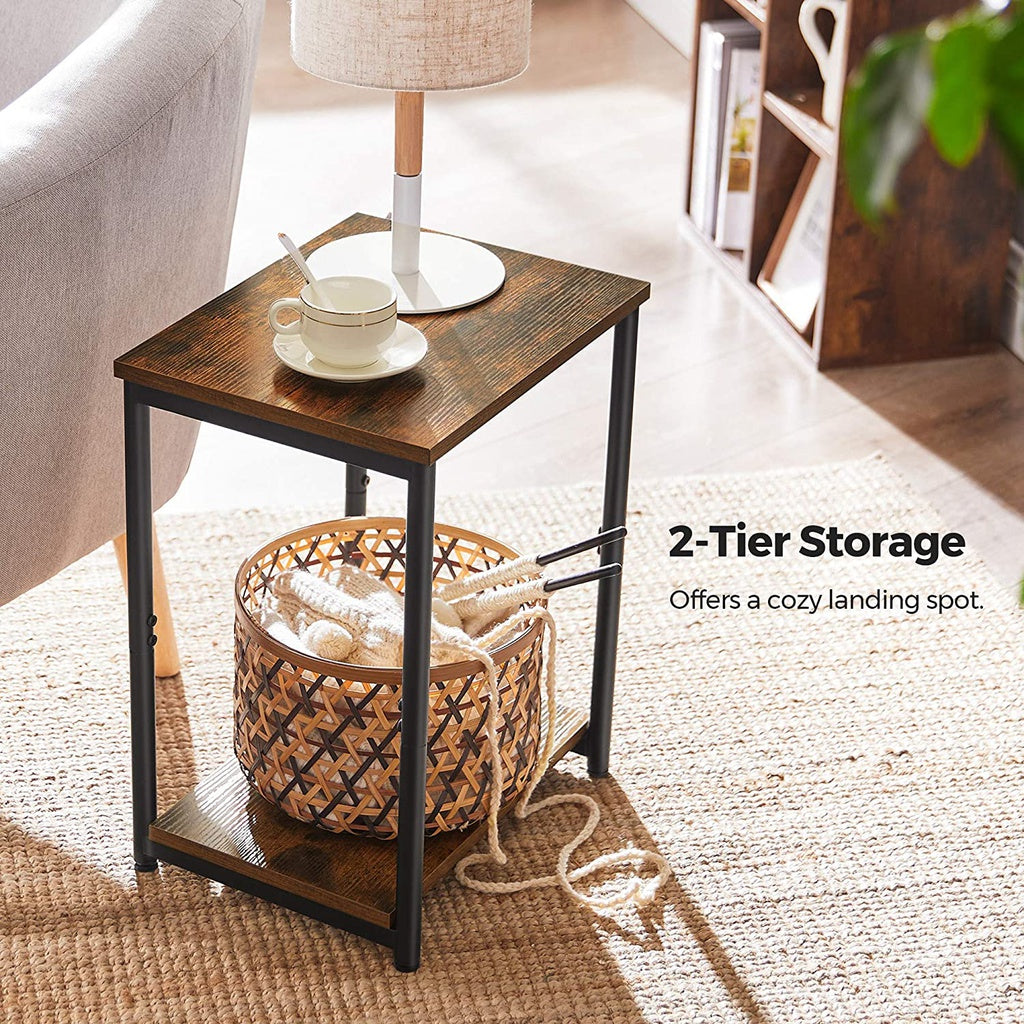 VASAGLE Side Table Vintage Brown with Storage Shelf LET271B01