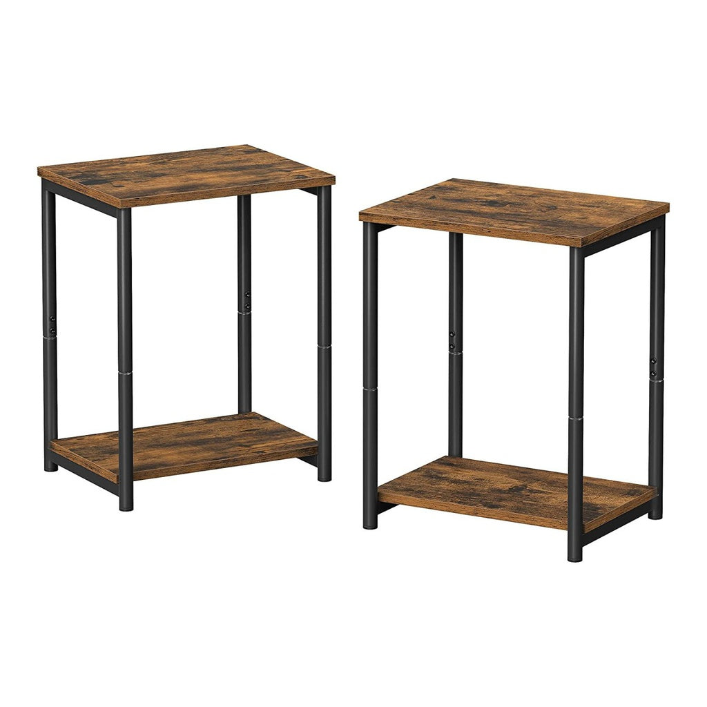 VASAGLE Side Table Set of 2 Vintage Brown with Storage Shelf LET272B01