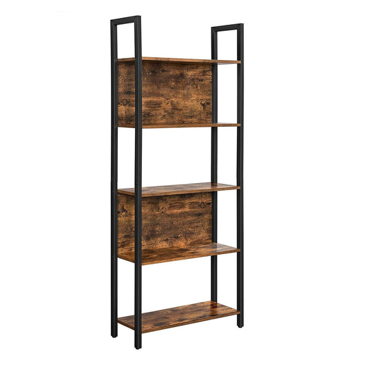 VASAGLE Bookshelf with 5 Shelves Rustic Brown and Black LLS025B01