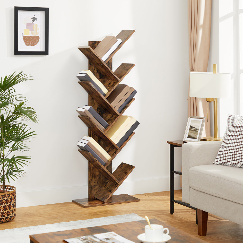 VASAGLE Tree Bookshelf 8-Tier Rustic Brown LBC11BX