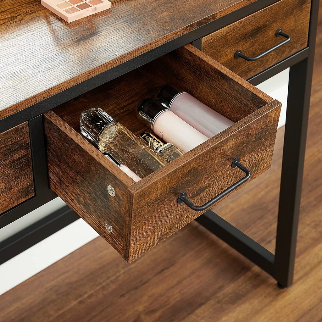 VASAGLE Dresser Table with Trifold Mirror Rustic Brown and Black RVT004B01